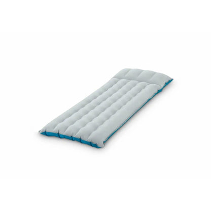Camping mat, light gray quilted surface with blue border