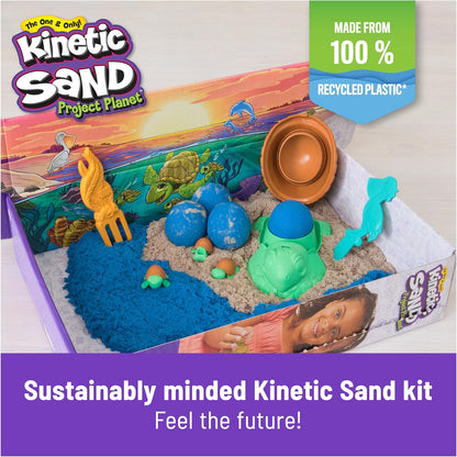 Kinetic Sand, Project Planet Turtle Beach, 14oz Play Sand, Tools & Molds