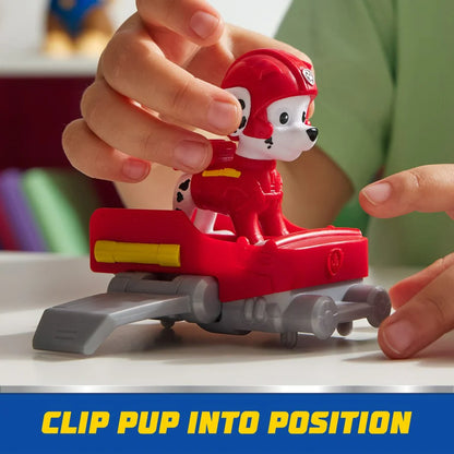 Roter Paw Patrol Action Pup auf Hovercraft-Fahrzeug, Hund mit beweglicher Clip-Basis