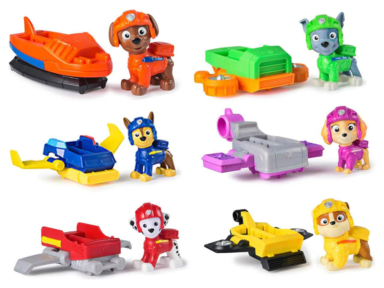 Paw Patrol Action Pup Figuren-Set (sortiert) mit mehreren Spiel-Fahrzeugen und Hunden