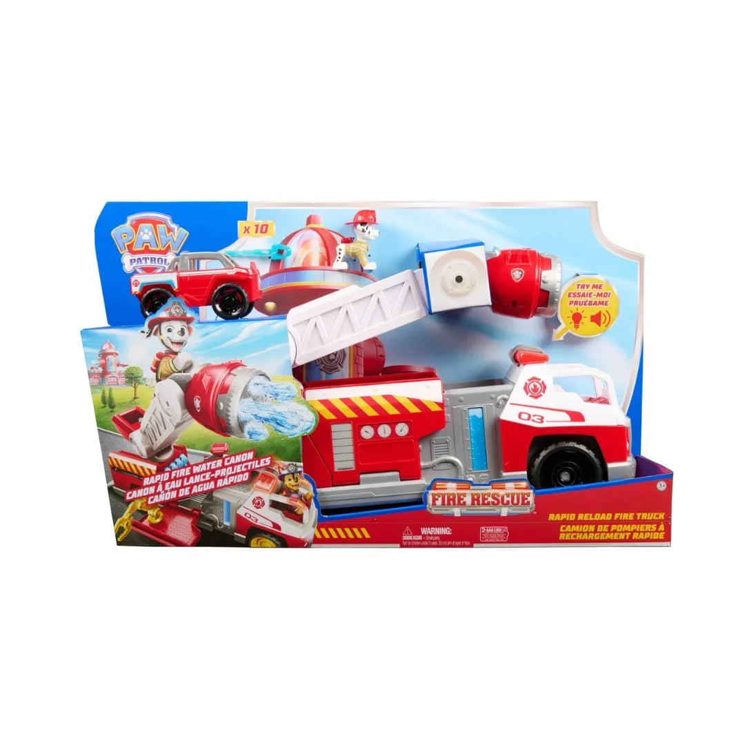 Paw Patrol Fire Rescue rapid reload fire truck toy in retail packaging