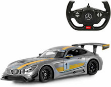 Die-cast race car model, silver with yellow stripes and number 1, front 3/4 view