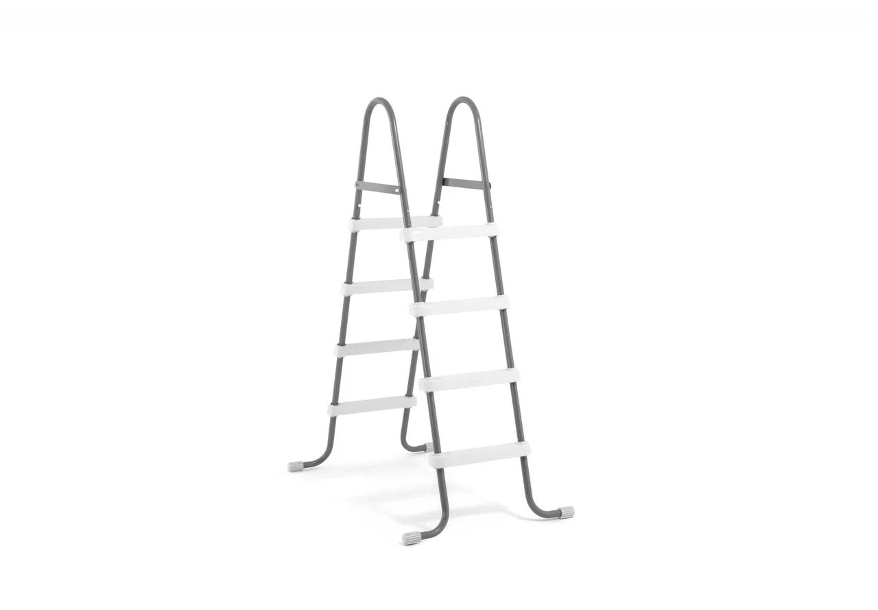 Pool ladder standing with curved handles, two side rails, four white steps, 122 cm