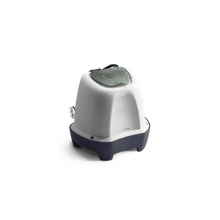 Salt pool sanitizer unit with gray top and blue base