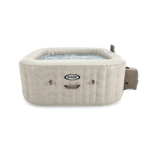 Cream Intex inflatable spa tub with front control panel and raised rim