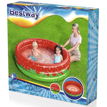Inflatable Bestway strawberry pool box with red and green circular pool