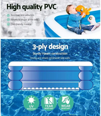 Swimming 54121 Inflatable Family Pool - 3.05m x 1.83m x 56cm
