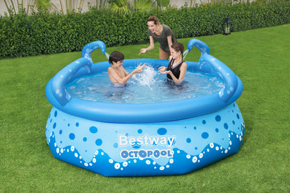 Fast Set™ OctoPool with integrated water sprinklers Ø 274 x 76 cm, blue with pattern, round