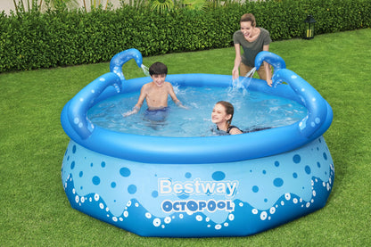 Fast Set™ OctoPool with integrated water sprinklers Ø 274 x 76 cm, blue with pattern, round