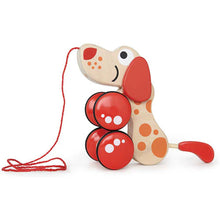 Walk-A-Long Puppy: Holzhund mit roter Schnur und Rädern