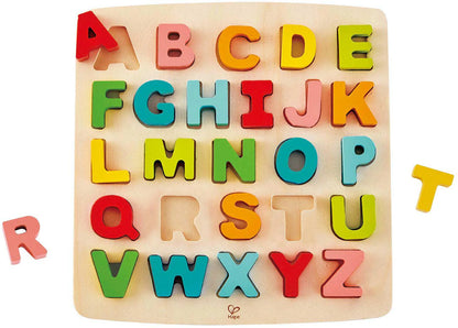 Chunky Alphabet Puzzle by Hape with colorful wooden letter pieces A–Z