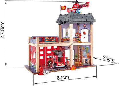 Fire station playset dimensions: 60cm wide, 30cm deep, 47.8cm high