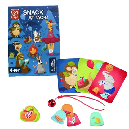 Snack Attack board game set with game box, animal cards, and wand accessories