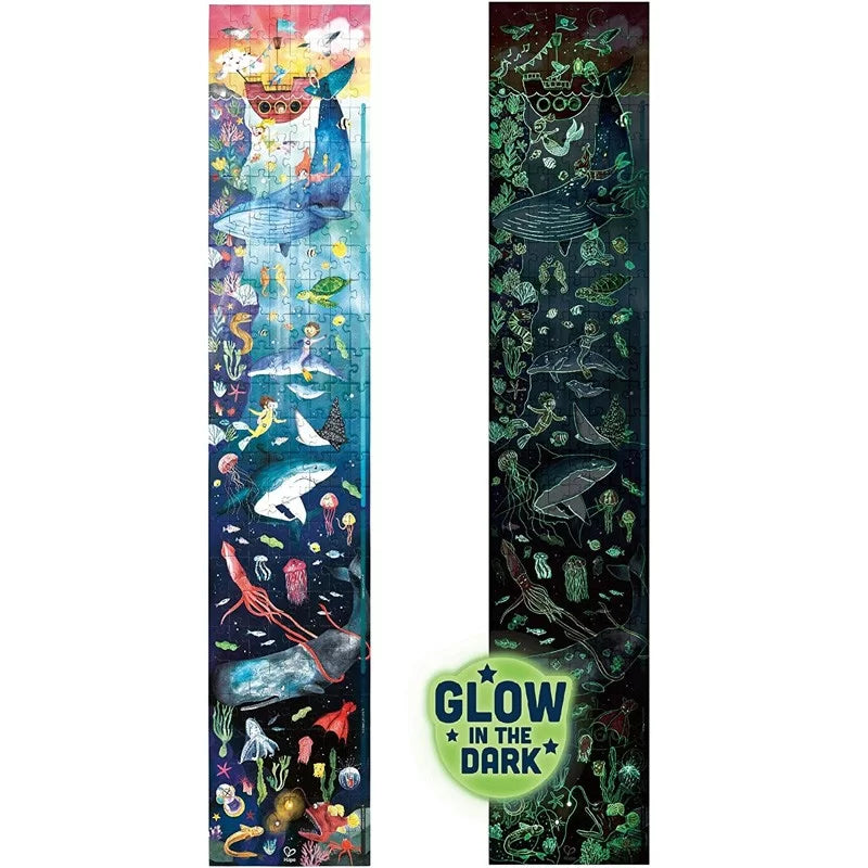 Glow-in-the-dark Ocean Life puzzle side panels with sea creatures and fish