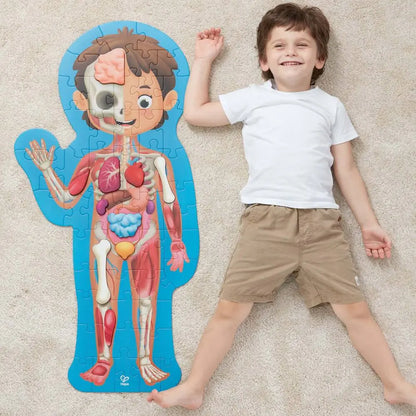 Körperpuzzle aus Holz: Jungenfigur mit Organen, großes Standmotiv