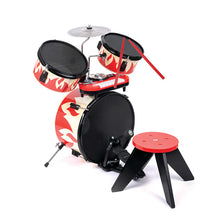 Cool Beats drum set with red flame decals, mesh drumheads, and silver cymbals