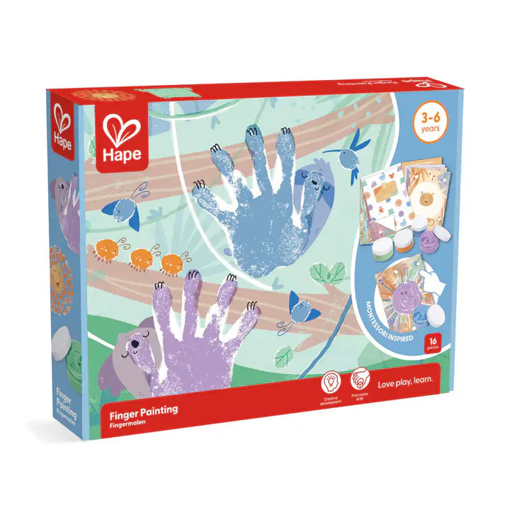 Finger Painting set box with animal handprint artwork and 3–6 years label