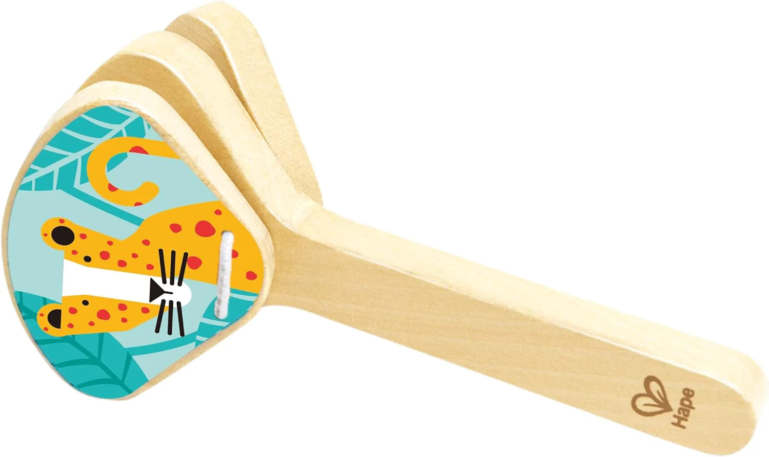 Wooden maraca/shaker with colorful end graphic