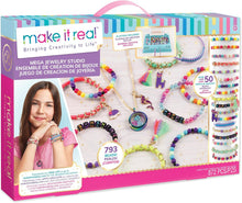 DIY jewellery craft set box with colorful beaded necklaces and charms
