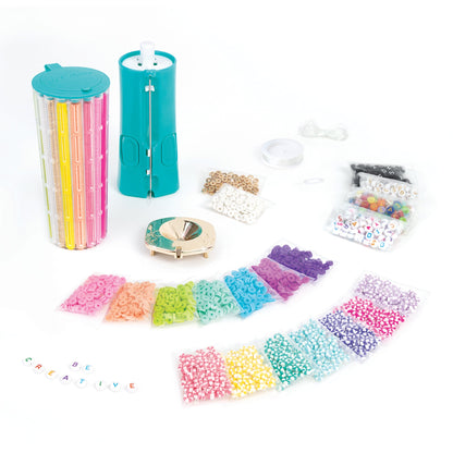 Deluxe bracelet studio with teal clicker, multicolor bead strands and accessories