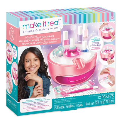 Light Magic Nail Dryer pink device with white LED tubes and nail polish bottles