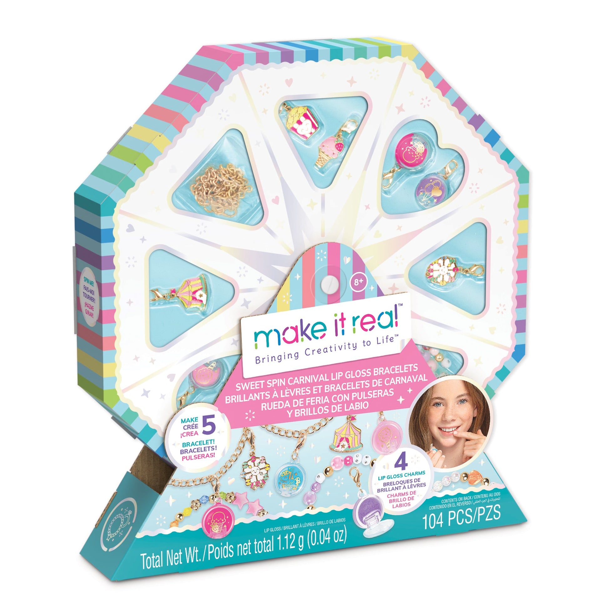 Make it Real Sweet Spin Carnival Lip Gloss Bracelets, 104-tlg. Set in Packung