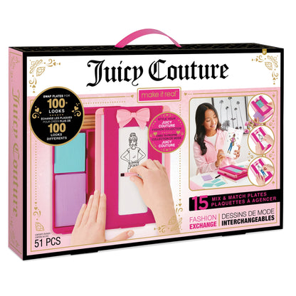 Make it Real Juicy Couture Fashion Exchange box with pink bow and swap plates