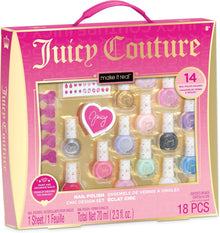 Juicy Couture nail polish chic design set box with 14 nail colors, 18 pieces
