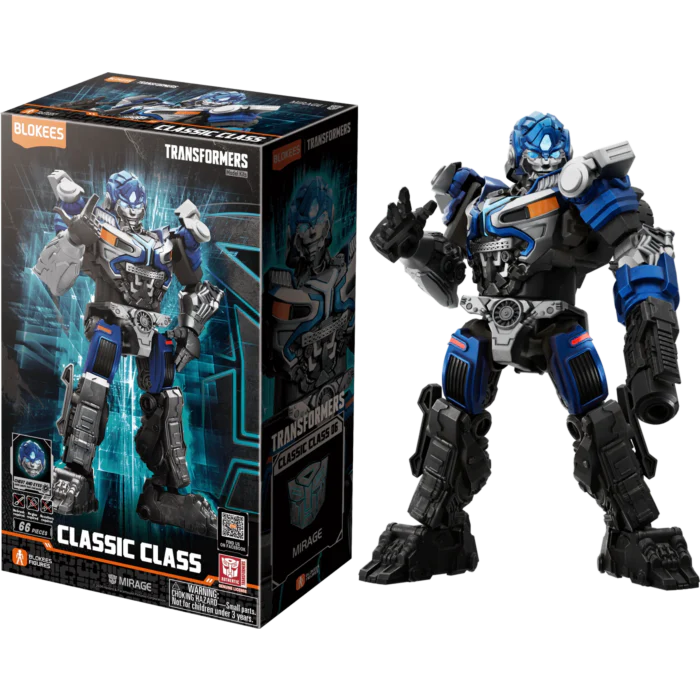 Transformers Mirage CC3 Baufigur mit Zubehör, blau-grauer Roboter im Karton