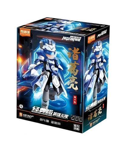 Hero Zhugeliang figure box with blue-and-white robot artwork on the front