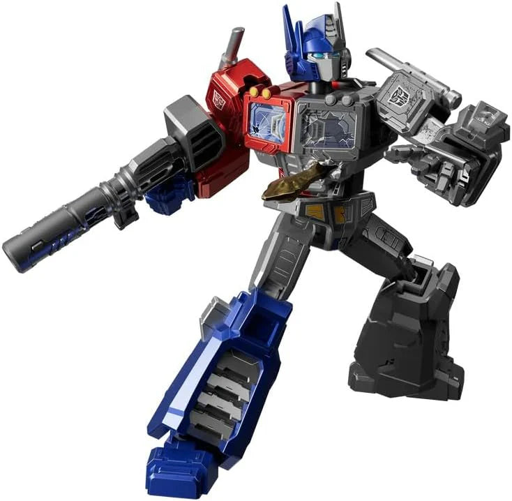Transformers Galaxy Version Robot mit blauem Körper, rotem Kopf und silbernen Armen