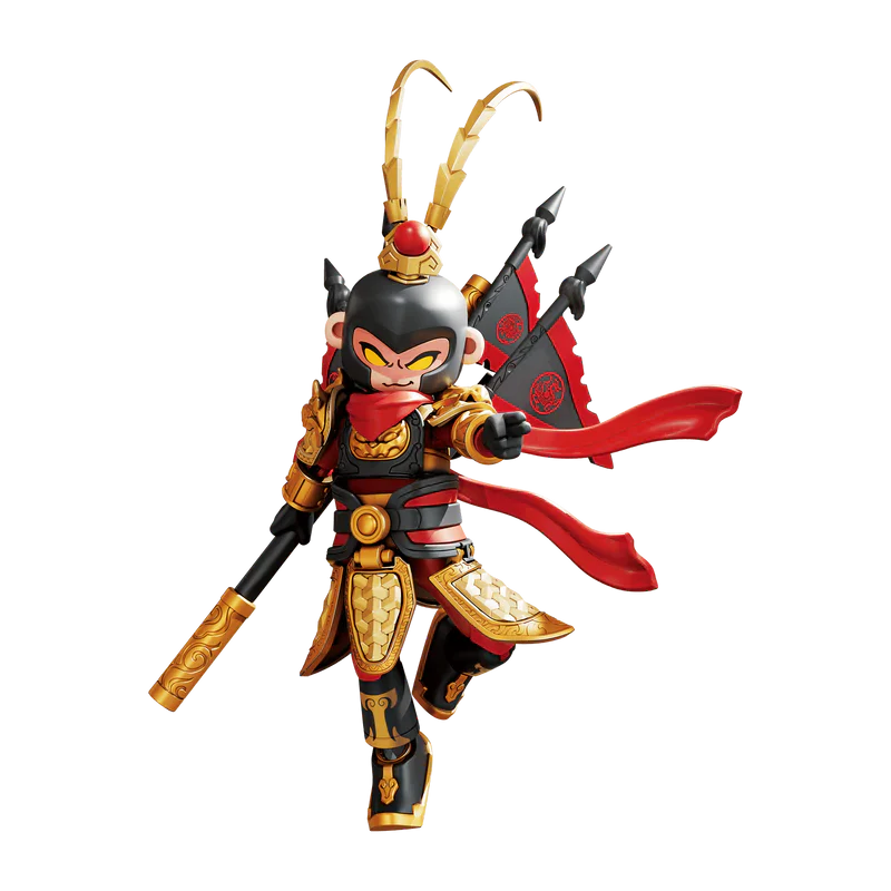 Blokees Hero Monkey King action figure in black, gold armor with red cape