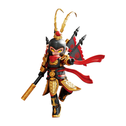 Blokees Hero Monkey King action figure in black, gold armor with red cape