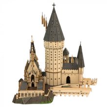 Beige and gray 3D castle diorama model with tall towers and arched entry