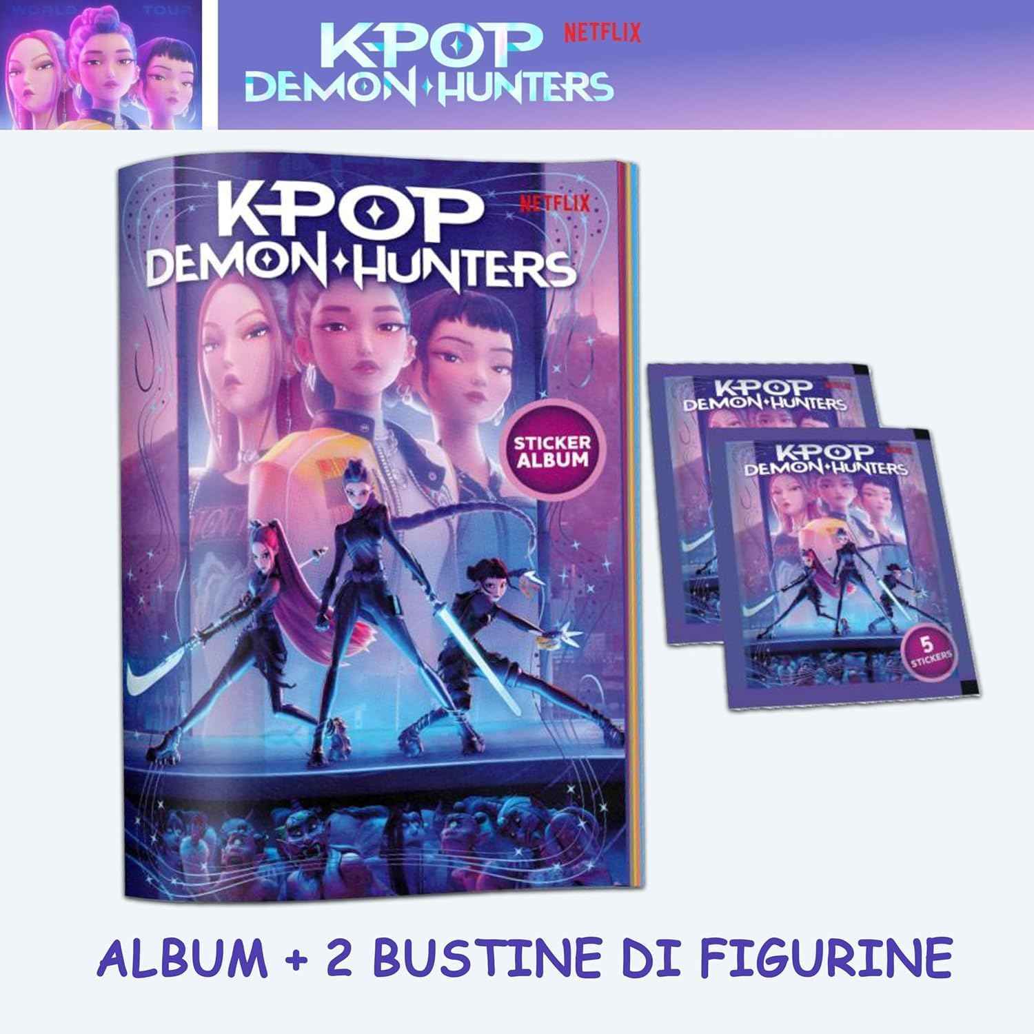 K-Pop Demon Hunters Starter Pack – Sticker Album + 2 Figure Bags