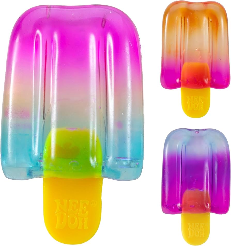 Nice-Sicle squishy popsicle with pink-to-blue translucent top and yellow stick