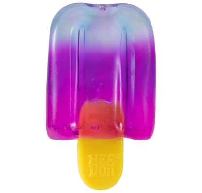 Nice-Sicle squishy popsicle: blue-to-purple translucent top over yellow stick