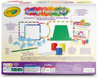 Sponge painting kit box back with product diagram and paint color examples