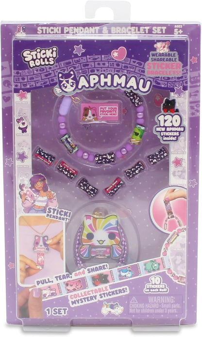 Sticki Rolls Aphmau pendant & bracelet set packaging, 120 new sticker designs