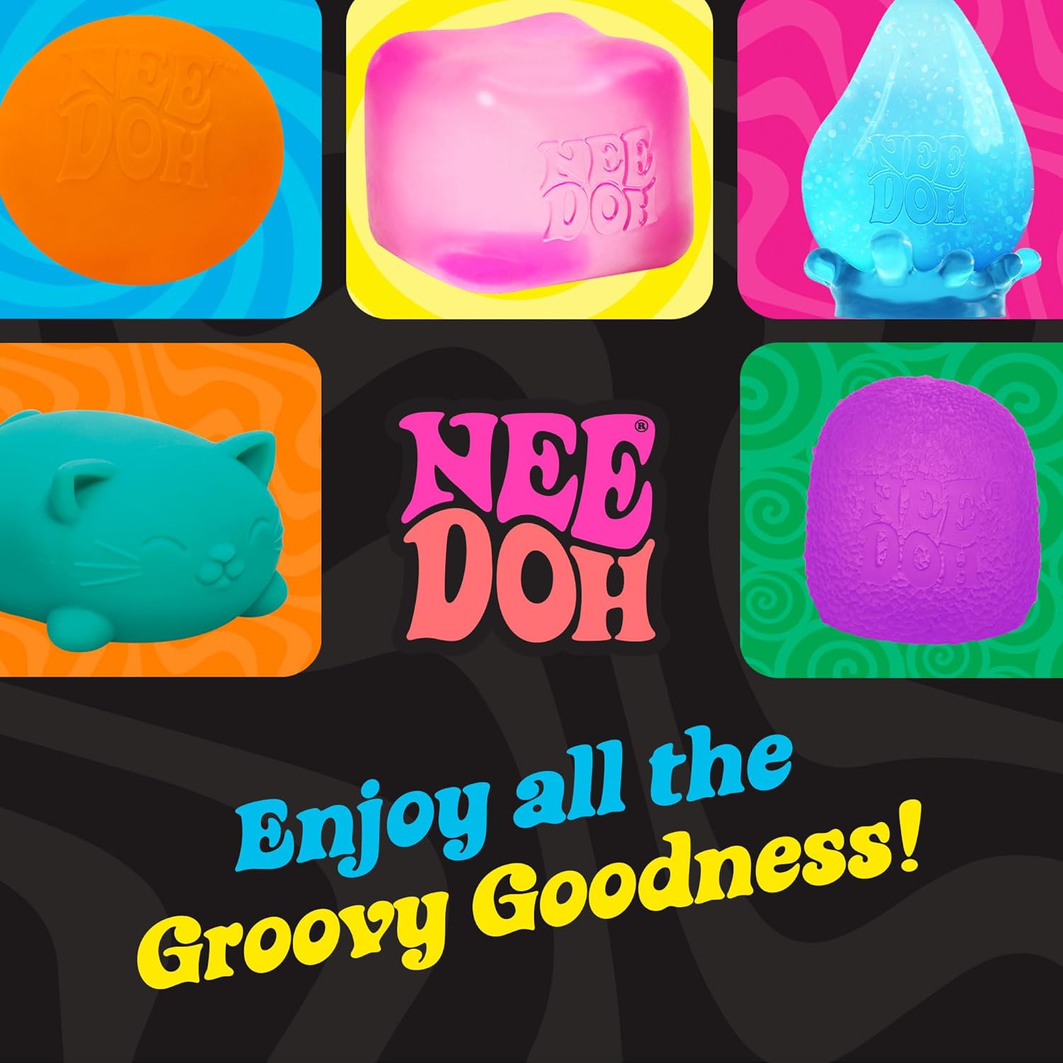 Needoh Nice-Sicle variety set with squishy popsicles in purple, pink, orange and teal