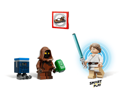Luke's Landspeeder SMART Play characters with hologram-style icons on white