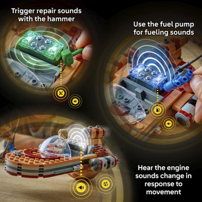 Landspeeder playset with glowing SMART parts showing sound-response features
