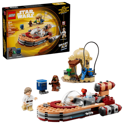 Landspeeder set box and model with Luke, Jawa, and Gonk Droid figures