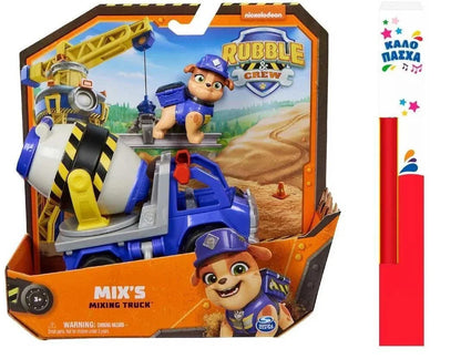 Rubble & Crew, Mix's Cement Mixer Toy Truck With Action Figure
