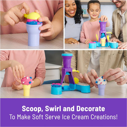 Kinetic Sand, Soft Serve Station, 14oz of Play Sand (Blue, Pink & White)