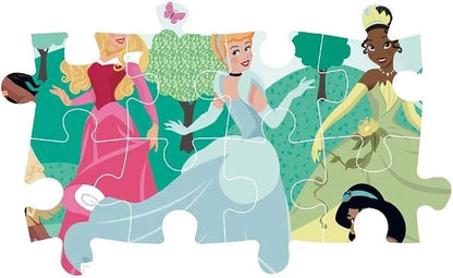Princess-themed maxi jigsaw puzzle with separated pieces over the character artwork