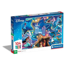 Disney 104-piece jigsaw puzzle box with colorful magical star scene, Clementoni logo