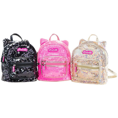 Girabrilla Mini Backpack Kitty with Reversible Sequins