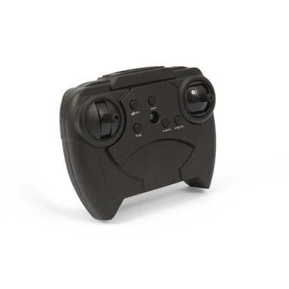 Black R/C helicopter controller with dual thumbsticks and front trigger