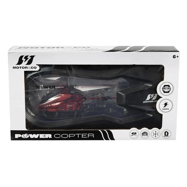 Power Copter R/C helicopter retail box with clear window and red helicopter